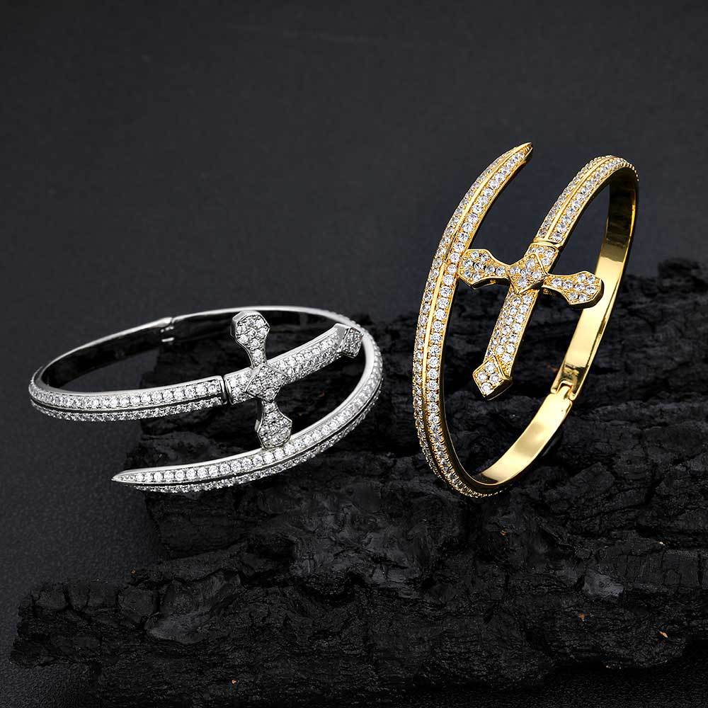 Men's Sword Cross Fashion Personality Zircon High Bracelets