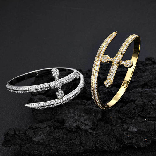 Men's Sword Cross Fashion Personality Zircon High Bracelets