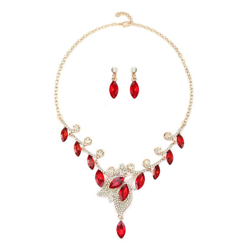 Women's Source High Profile Retro Luxury Crystal Banquet Formal Dress Clavicle Jewelry Set