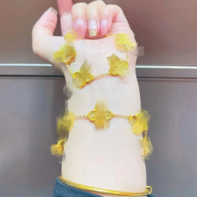 Women's Alluvial Gold Clover Light Luxury High-grade Hand Bracelet
