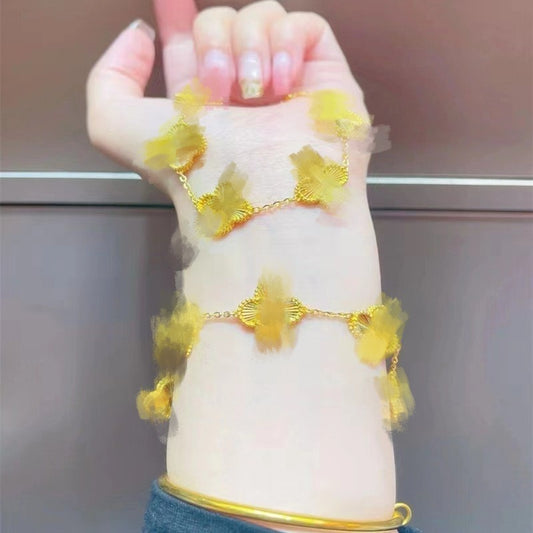 Women's Alluvial Gold Clover Light Luxury High-grade Hand Bracelet