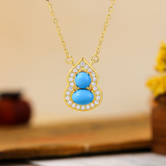 Imitation Turquoise Gourd Small White Clavicle Necklaces