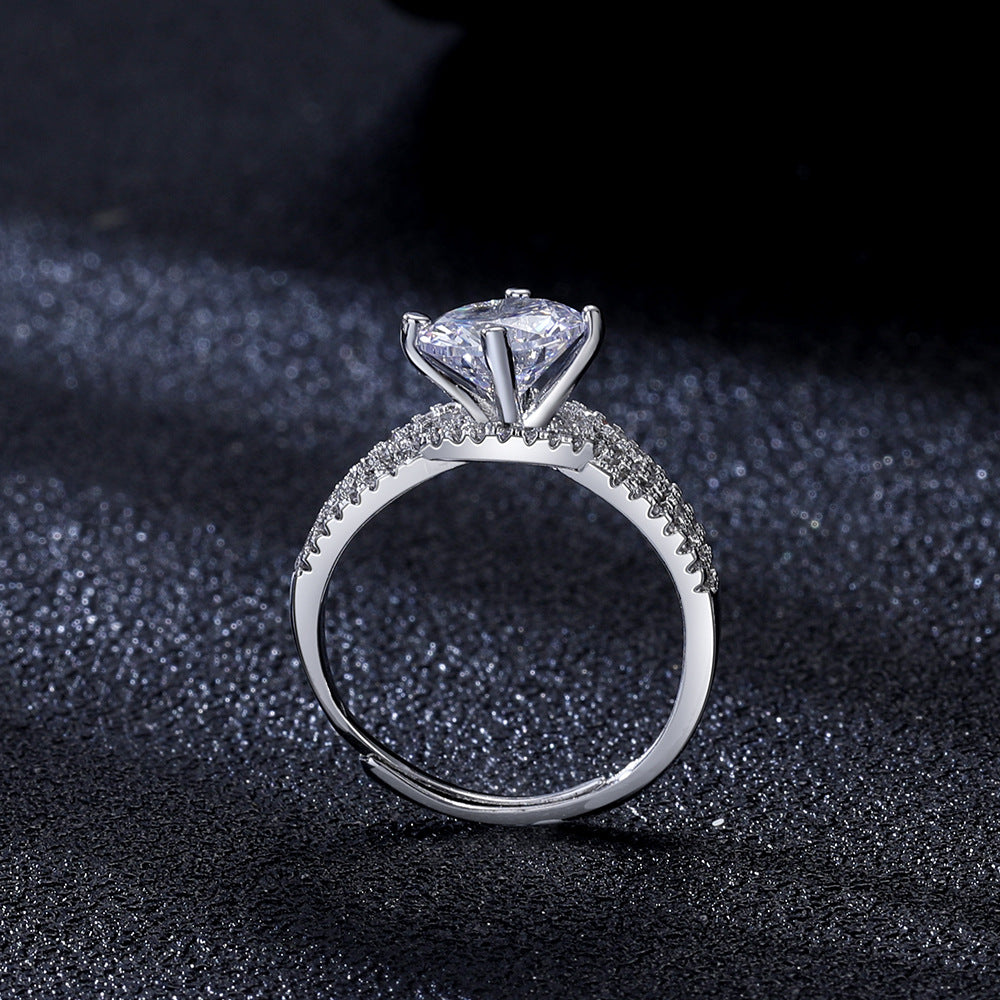 Women's Cross Line Open Simulation Zircon Diamond Rings