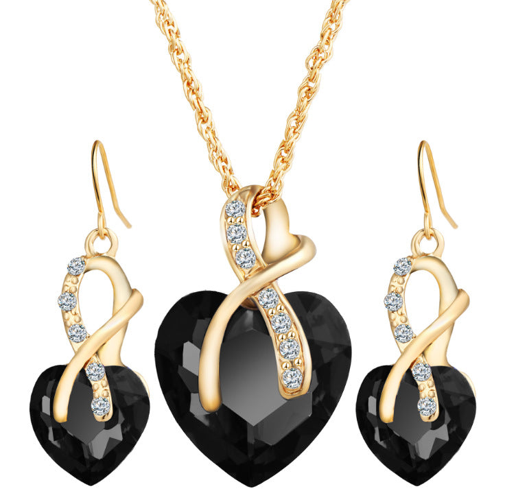 Women's Dinner Wedding Water Drop Heart-shaped Austrian Crystal Zircon Bridal Decorations Necklaces