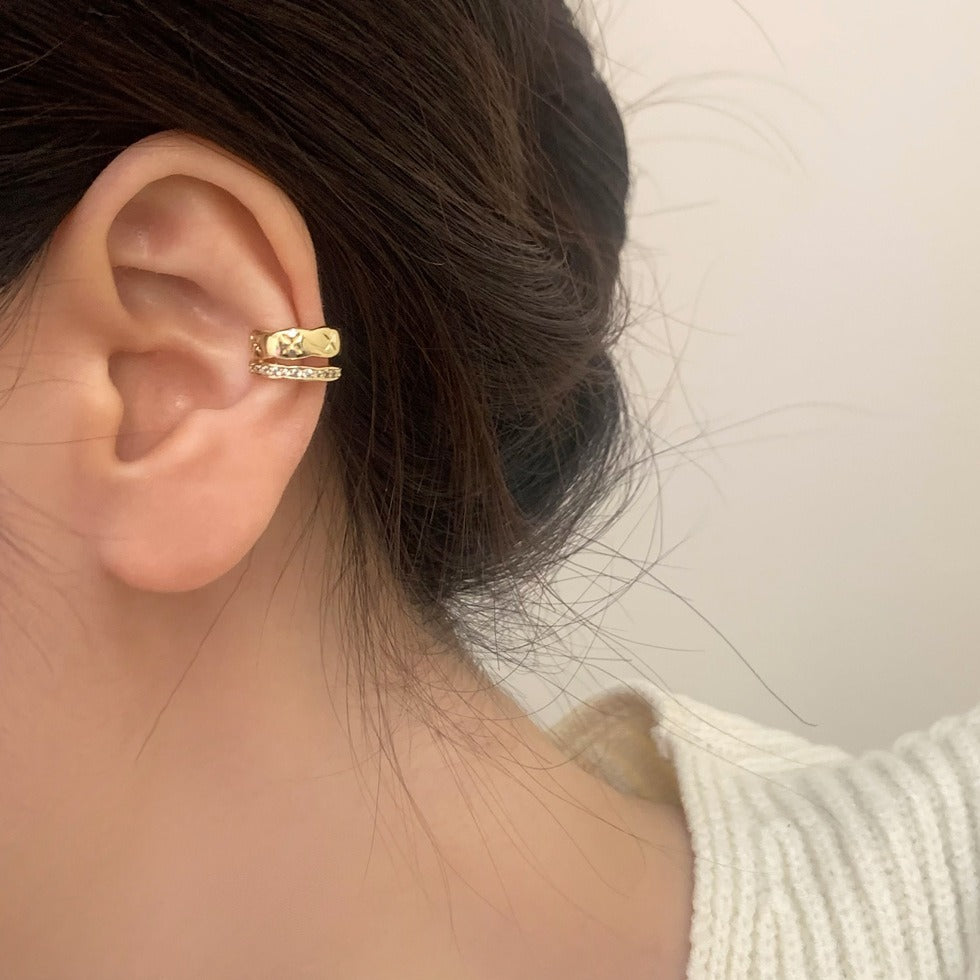 Texture Micro Inlaid Zircon Ear Clip Sweet Cool Style Versatile Earrings