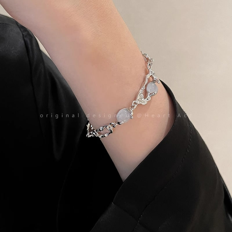 Bracelets en agate blanche de haute qualité pour femmes, style froid