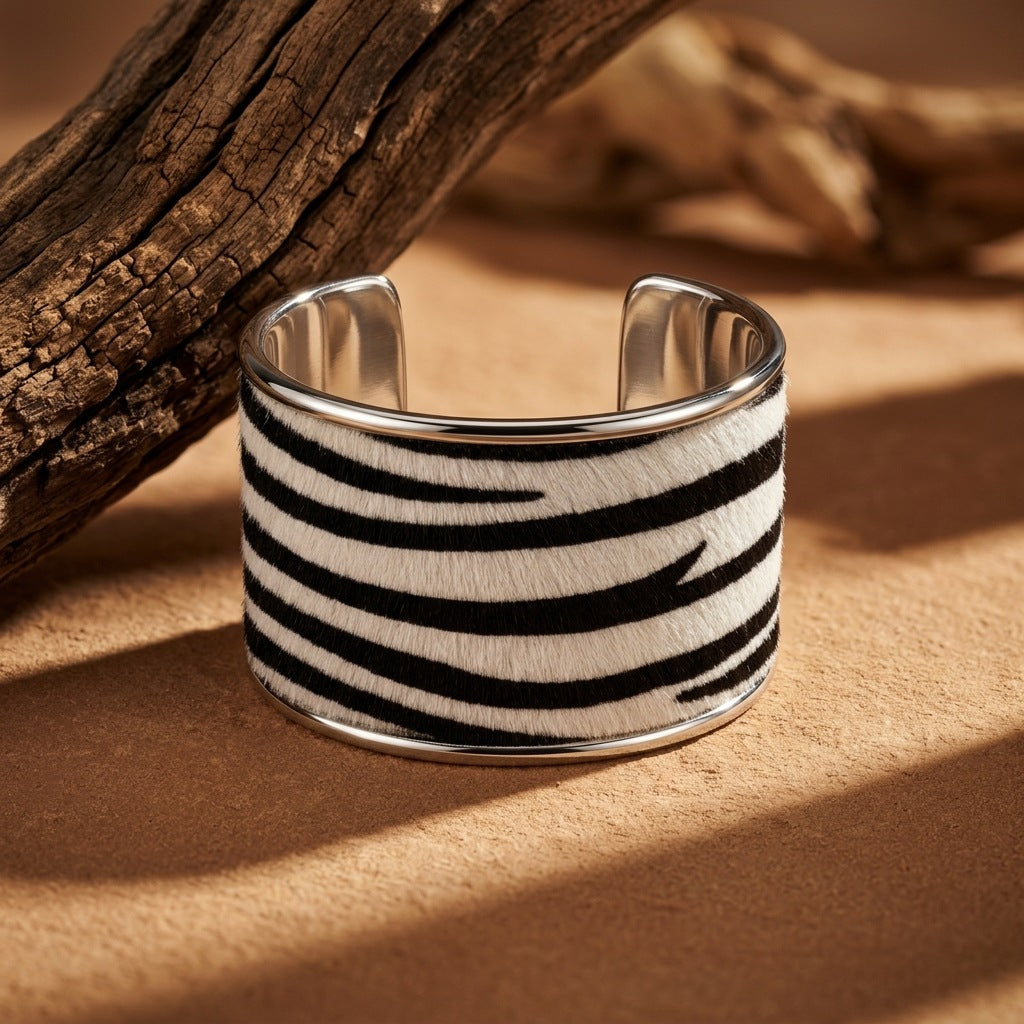 Zebra Print Wide Version Open-ended Fashion Retro Horse Fur Bracelet