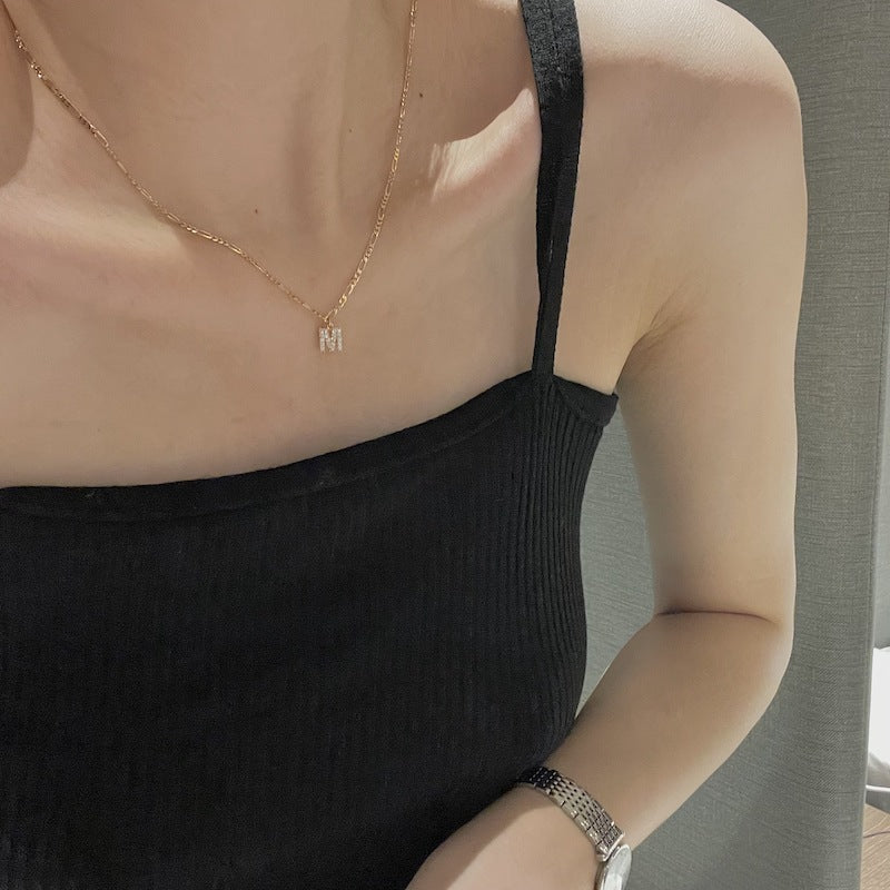 Luxury Gilded Square Chain Word Combination Twin Necklaces