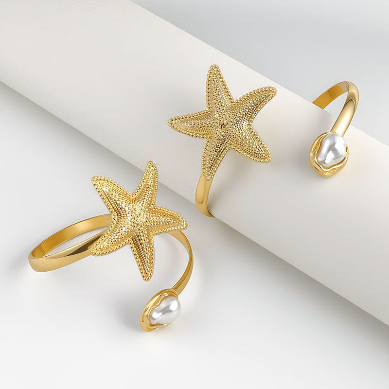 Geometric Pearl Curtain Buckle Beautiful Flowers Bracelet