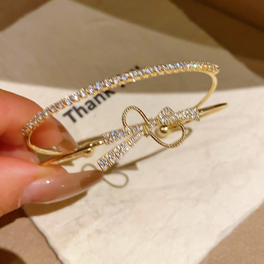 Women's Style Temperament Zircon Bow Sweet Light Luxury High Bracelet