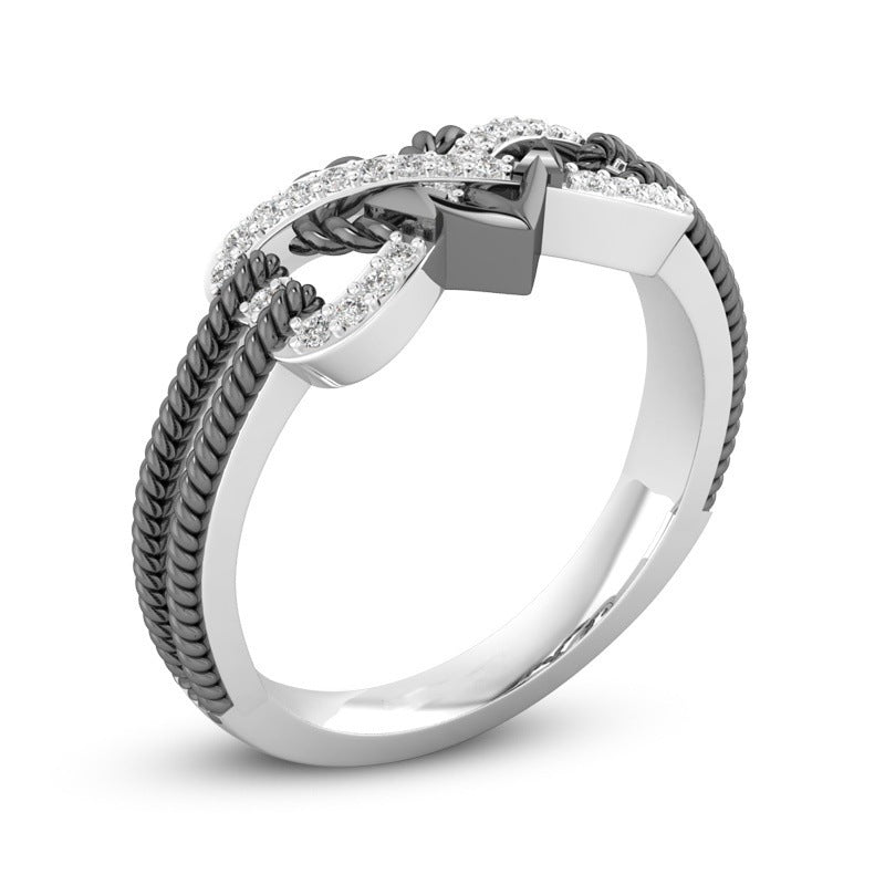 Women's Creative Fashion Pass Pattern Love Heart-shaped Simple Micro Inlaid Ring