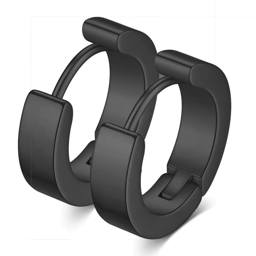 Women's & Men's Black Series Punk Titanium Steel Clips Ear Clip