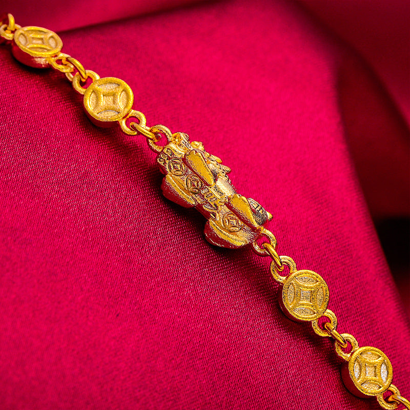 Bracelets en perles de bouddha doubles en or Placer Vietnam pour femmes