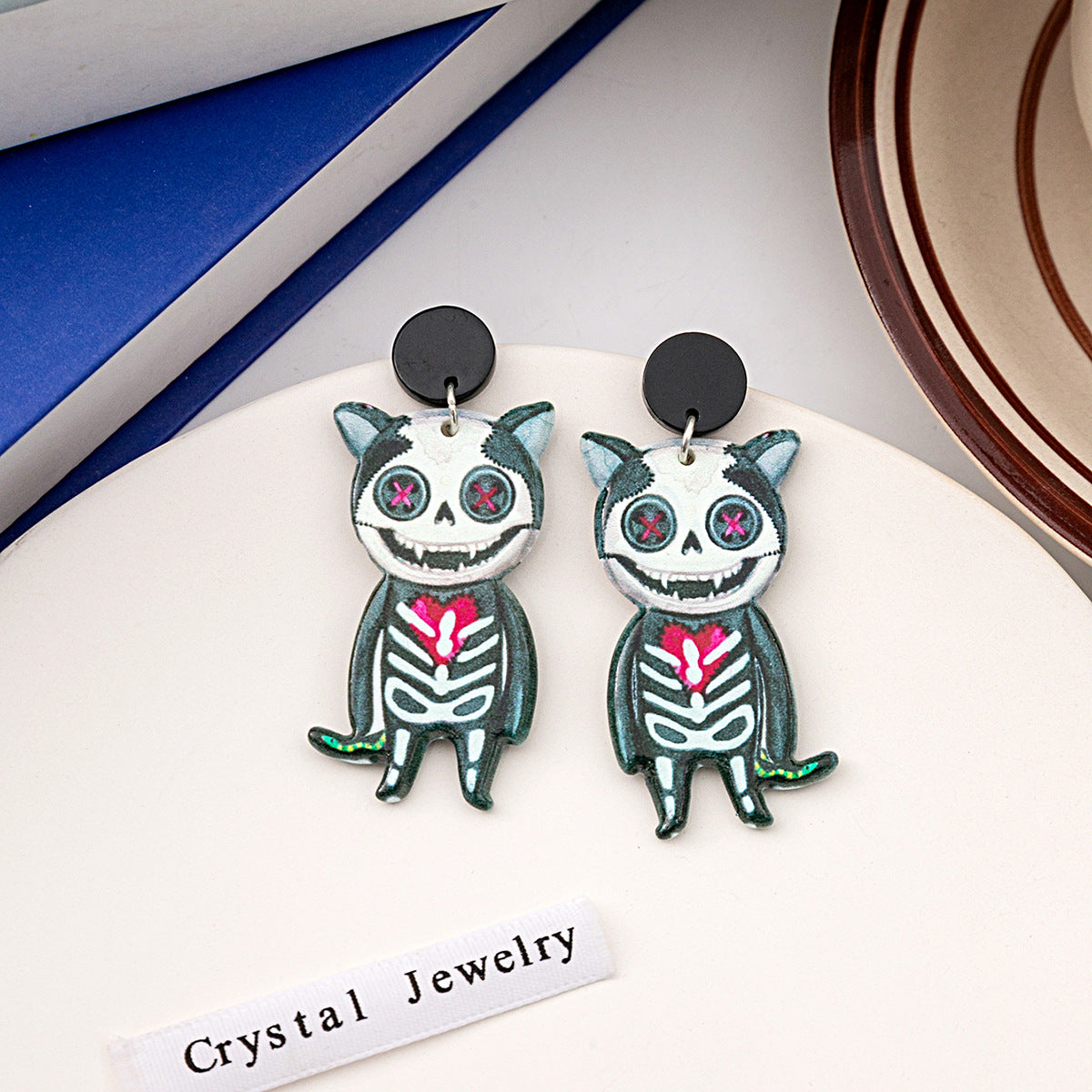 Halloween Doll Thriller Skull Cat Acrylic Rings