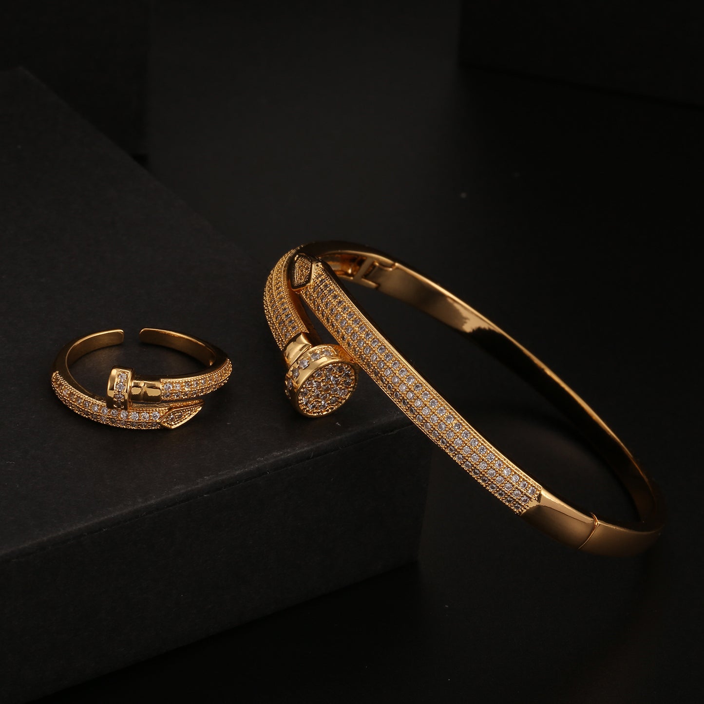 Full Diamond Light Luxury High-grade Nail Design Jewelry Set