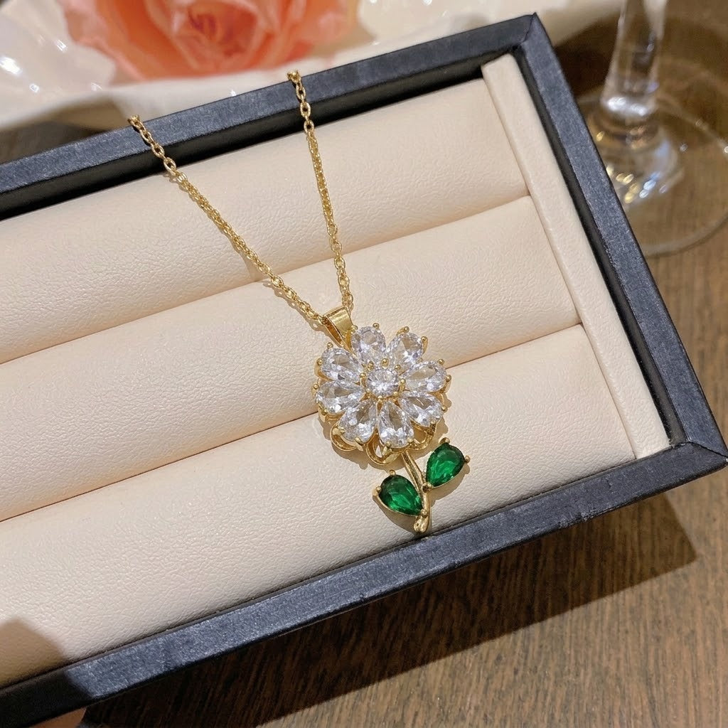 Rotating Degree Rotation Heart-shaped Zircon Clavicle Rings
