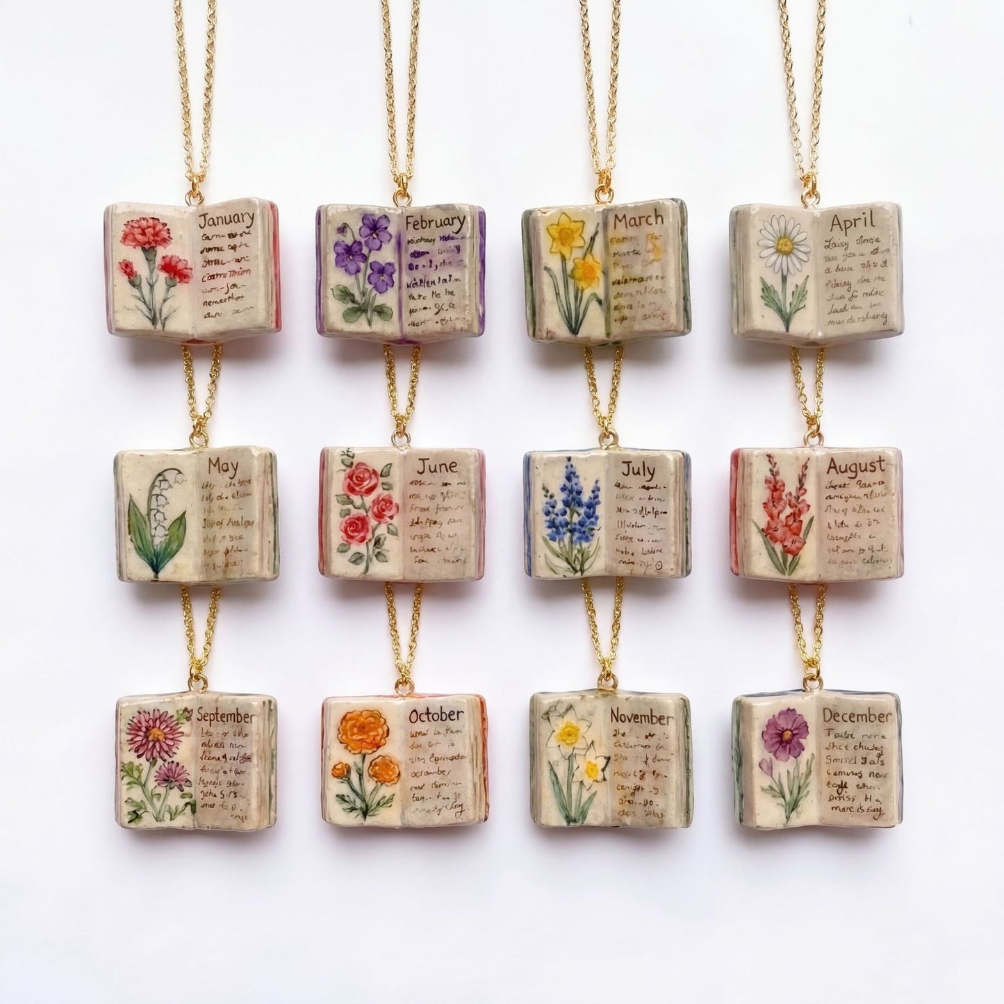 Month Imitation Porcelain Vintage Book Light Luxury Small Design Copper Necklaces