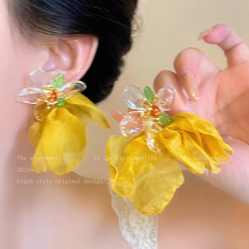 Women's Vacation Style Super Fairy Sweet Flower Seaside Colorful Little Wild Earrings
