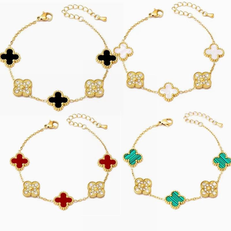 Belly Four-leaf Clover Titanium Steel Gold-plated Bracelets