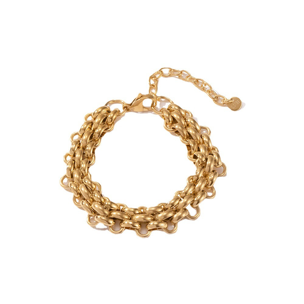 Women's Titanium Steel Gold Stainless Geometric Chain Bracelets