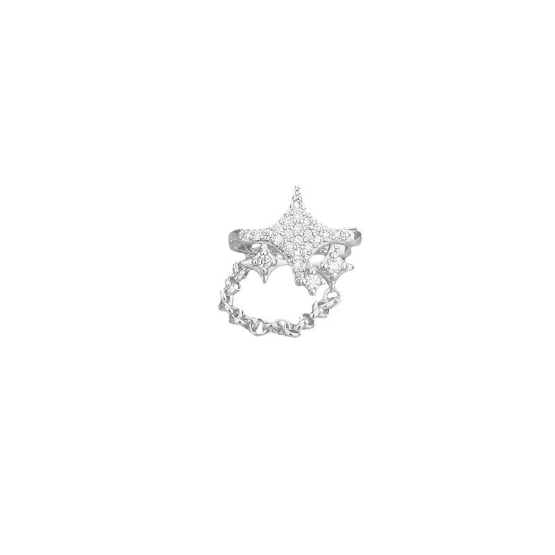 Star Personality Street Punk Diamond Four Stars Ear Clip