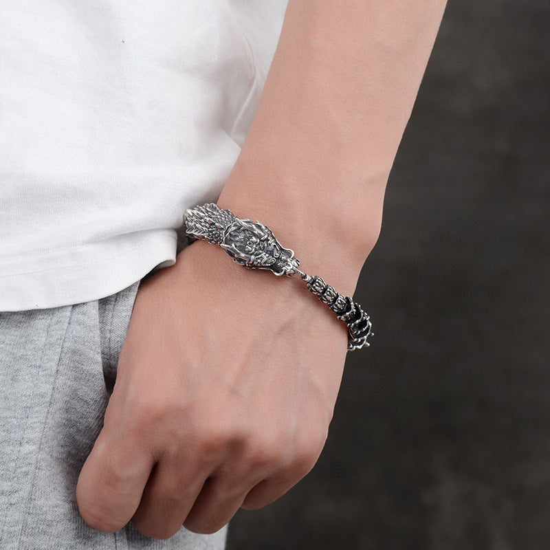 Men's Distressed Dragon Head Keel Three-dimensional Hip Hop Bracelets