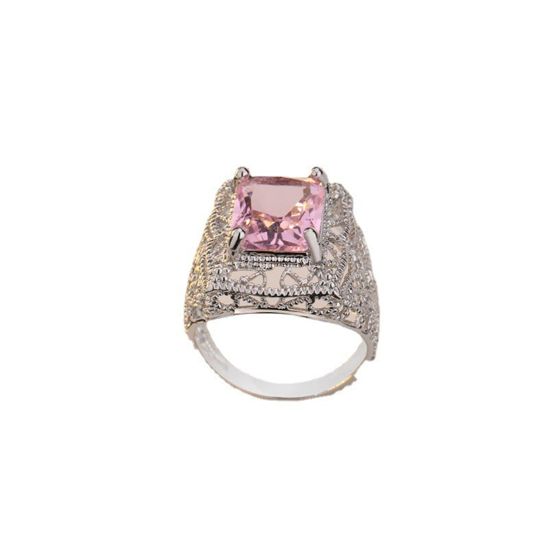 Rosa Diamant-Topas-Vintage-Hohlspitzenringe