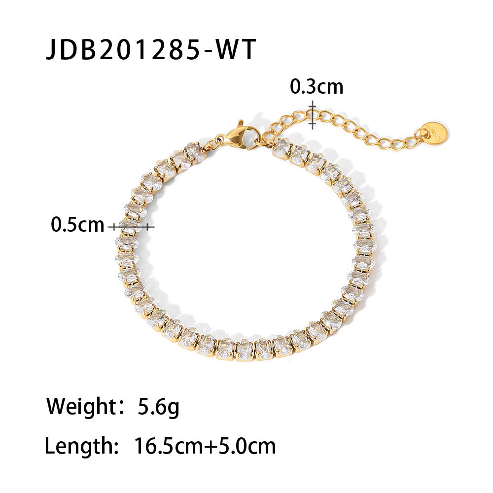 Women's Titanium Steel Gold Stainless Inlaid Zircon Bracelets