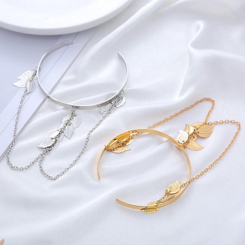 Metal Chain Leaves Armband Graceful Fashionable Street Bracelet