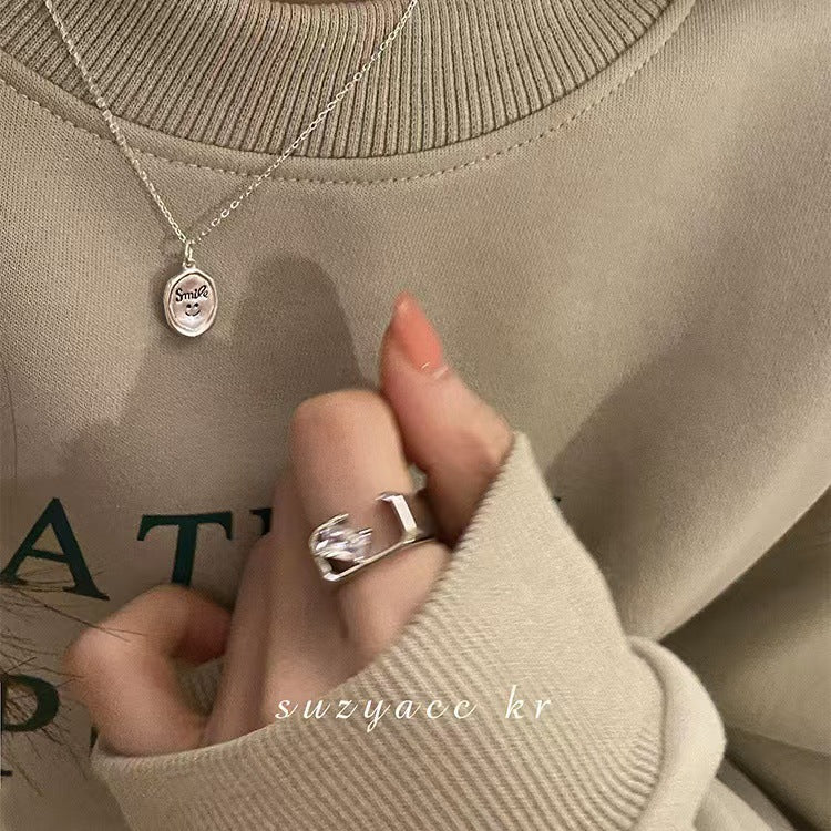 Zircon Design Open Female Trendy Hip Hop Sweet Rings