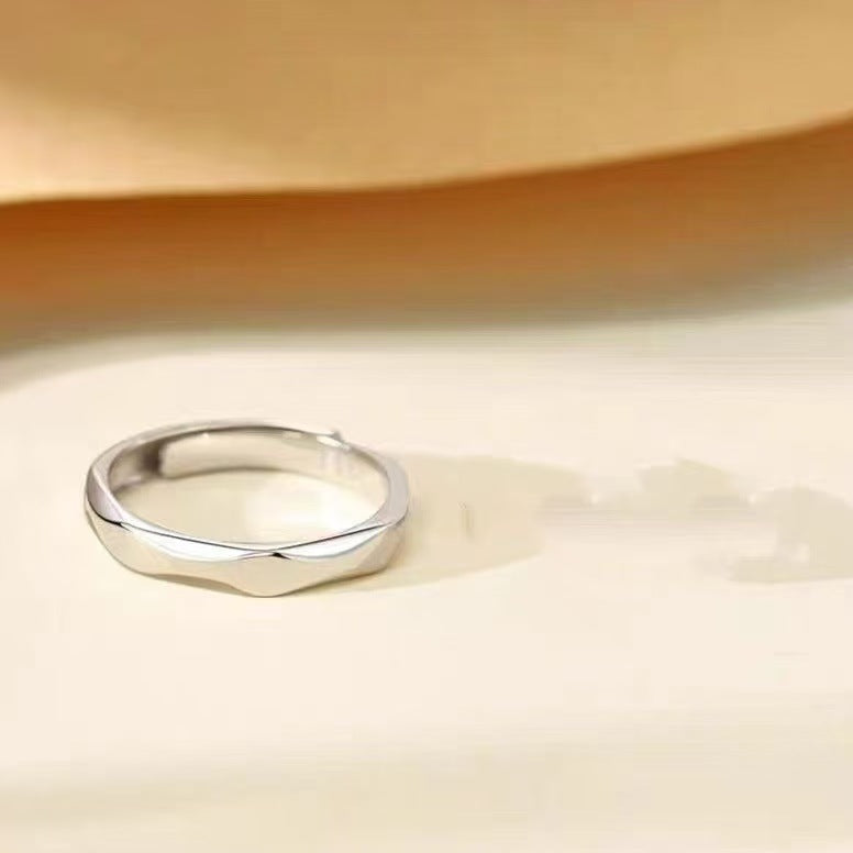 Women's & Men's Sterling Sier One Pair Simple Couple Trendy Valentine's Day Gift Ring