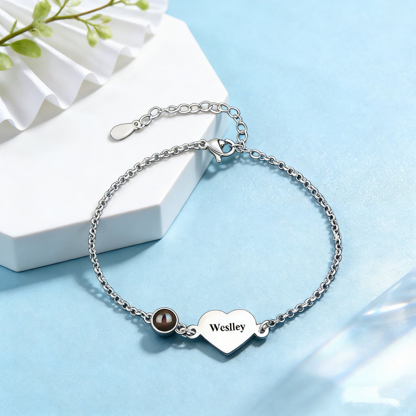 Steel Simple Fashion Love Laser Sculpture Projection Custom Bracelet