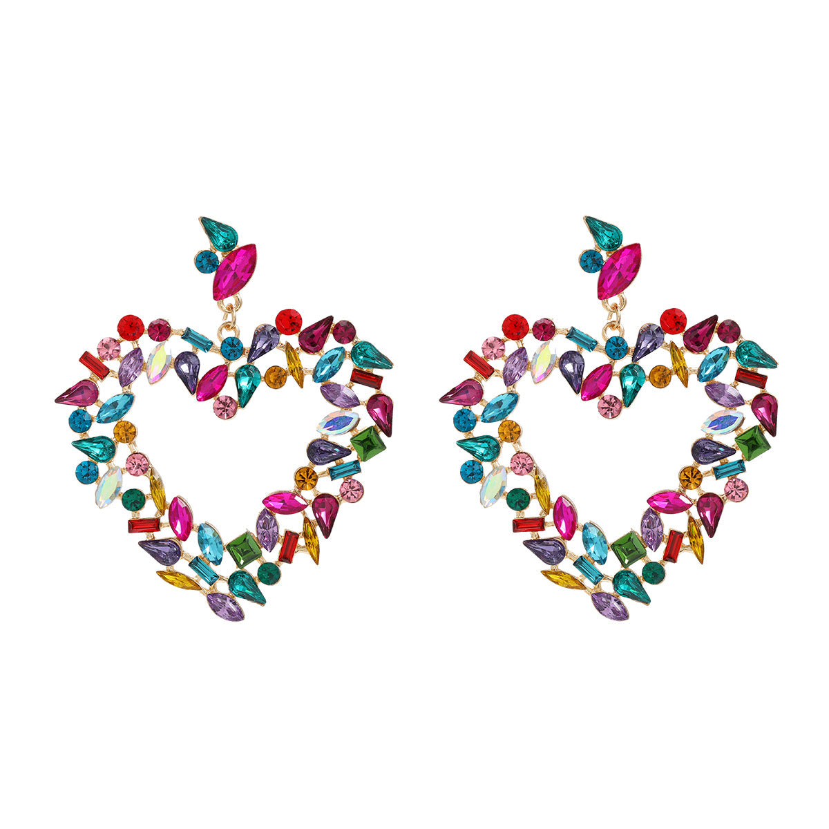 Love Heart-shaped Female Splendid Diamond Peach Earrings