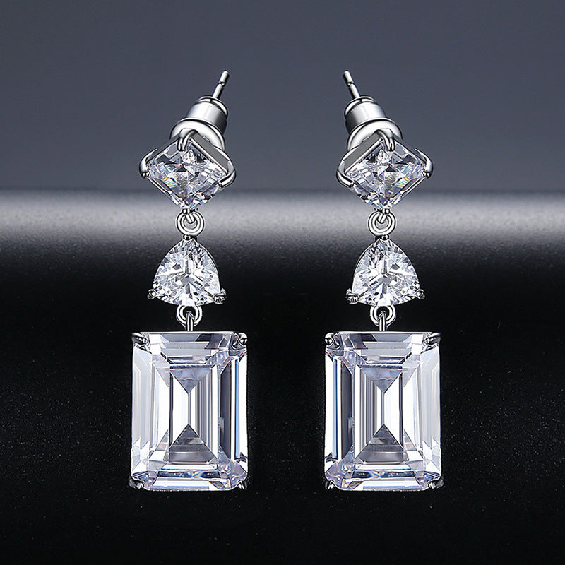 Women's Square Zircon Long Fairy Style For Earrings