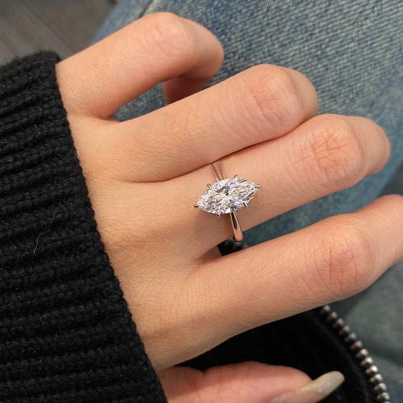 Light Luxury Horse Eye Diamond Female Exquisite High Sense Ring