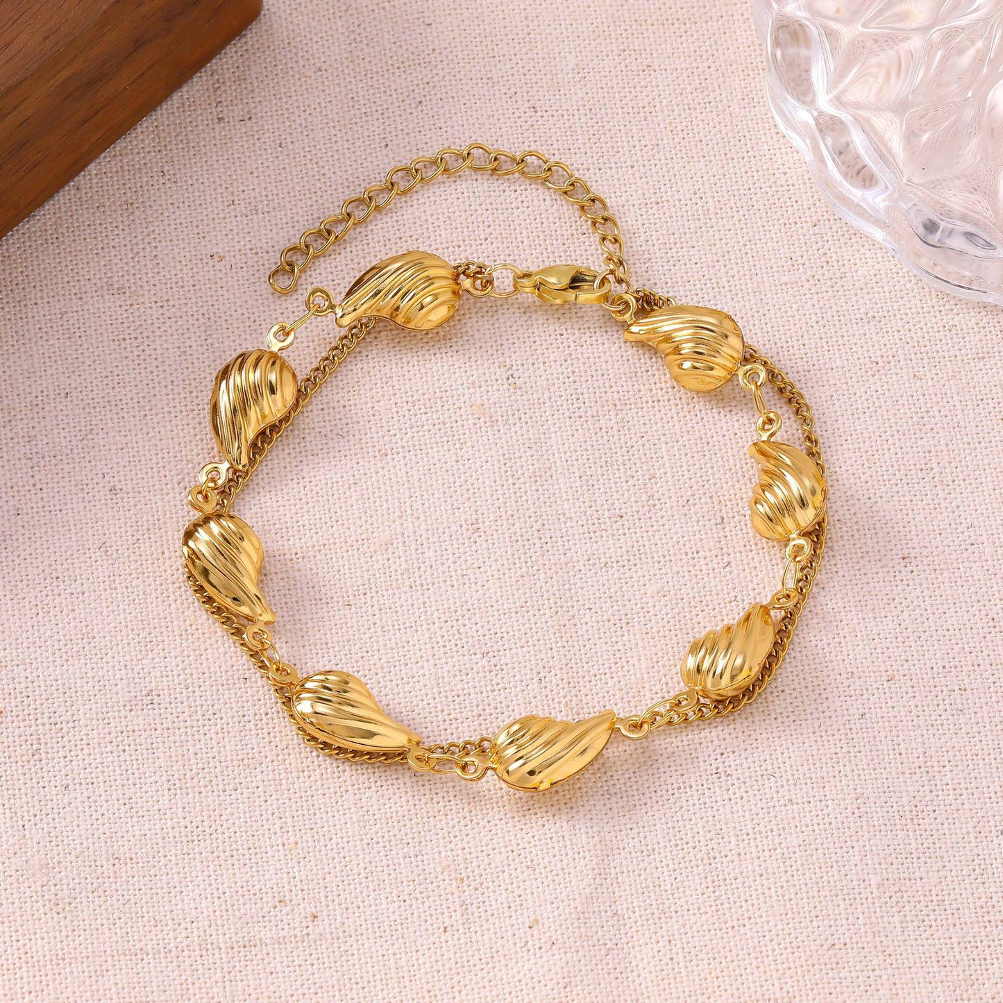 Women's French Minority Simple Stainless Steel Double Layered Gold Titanium Bracelet