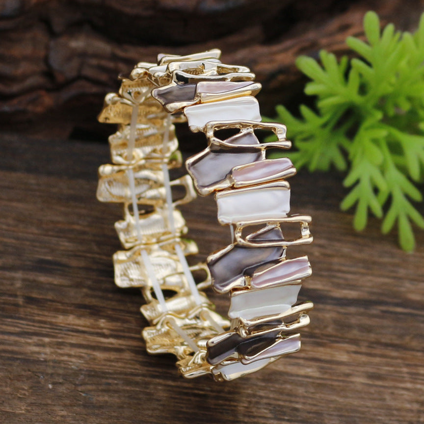 Women's Irregular Colorful Oil Alloy Handmade Painting Creative Geometric Bracelet