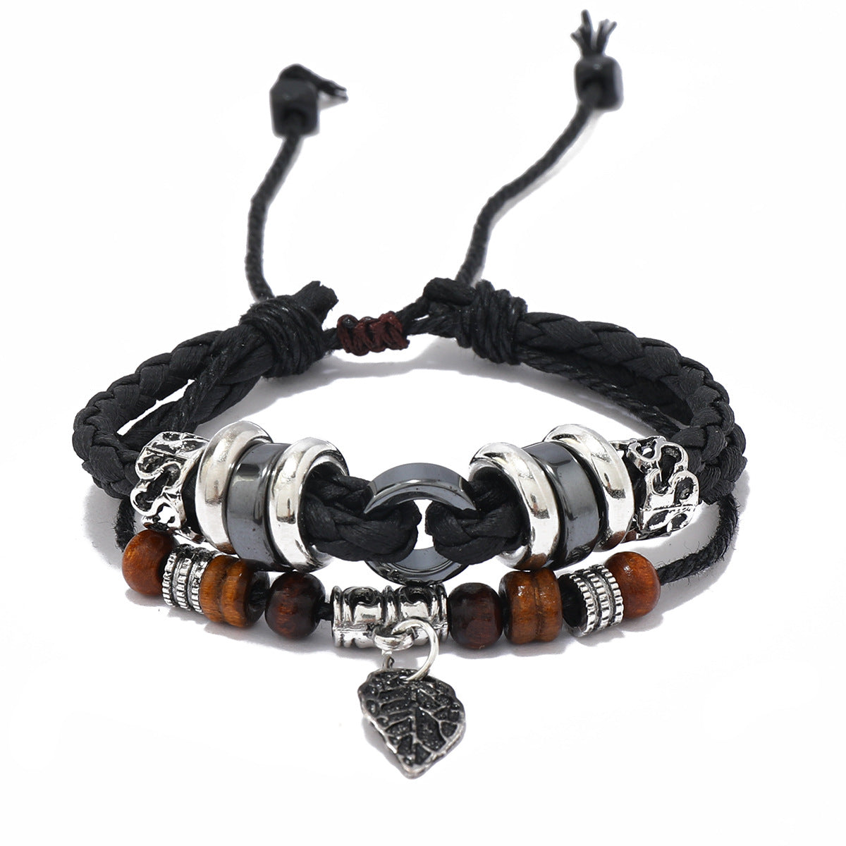 Men's Chic And Unique Beaded Woven Leaf Bracelets