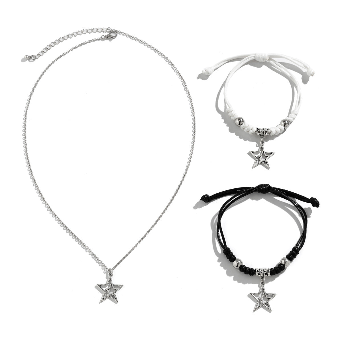 Men's Hip Hop Cool Five-pointed Star Set Bracelets