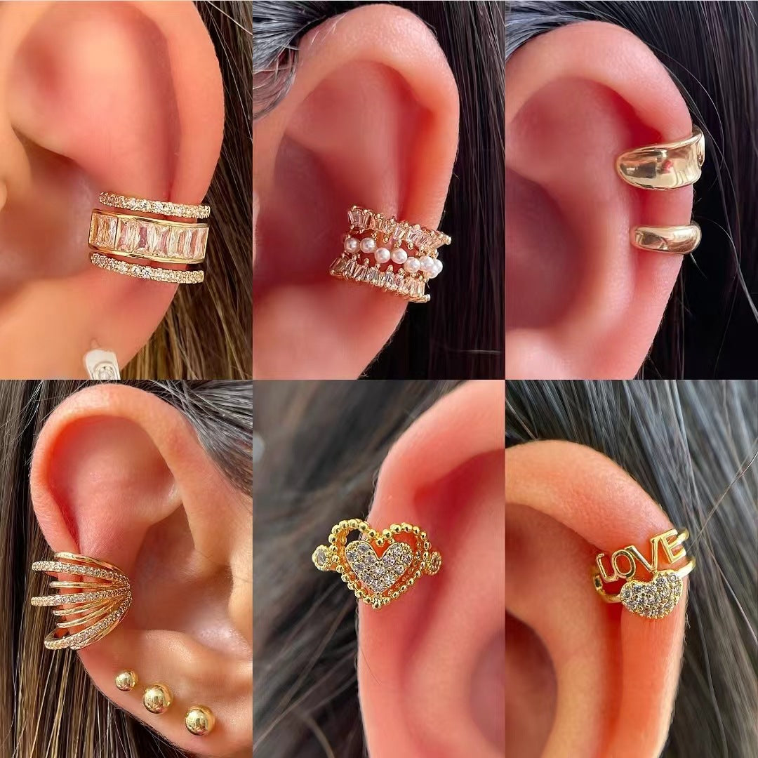 Single Zircon Unique Design Cold Wind Without Pierced Ears Fashion Ear Clip