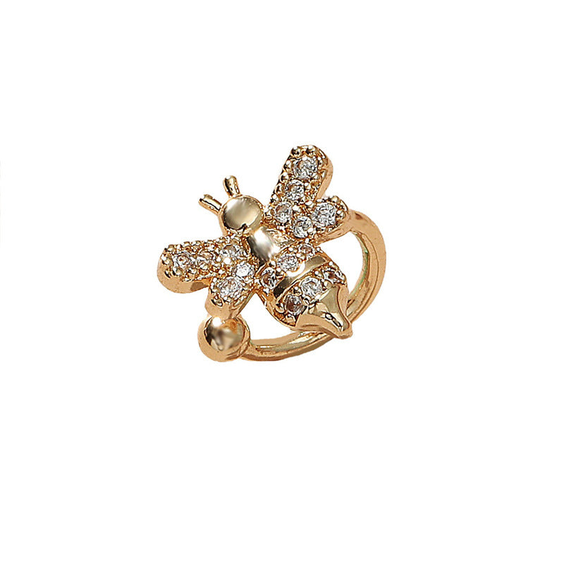 Full Diamond Mini Bee Popular Super Flash Refined Zircon Ear Clip