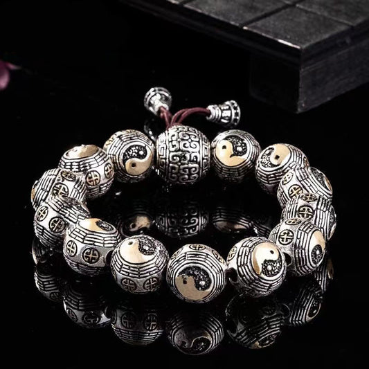 Bracelets artisanaux thaïlandais en argent de style chinois vintage pour hommes