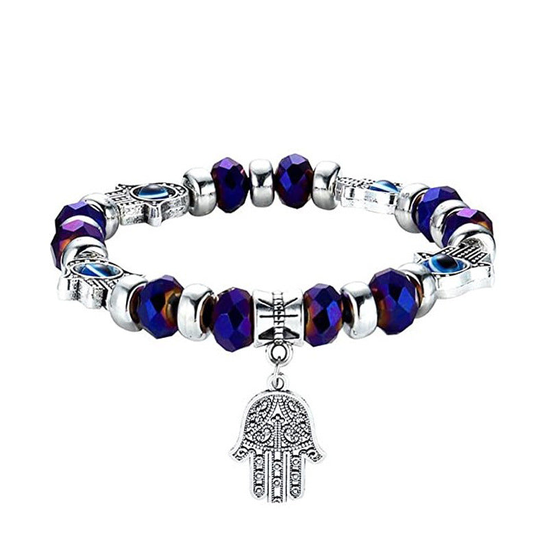 Blue Devil's Eye Resin Colored Glaze Ball Fatima Bracelet