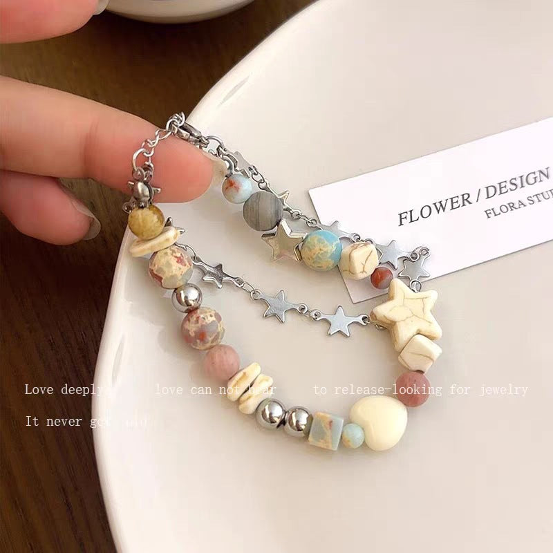 Pluto Fans Star Cream Color Double Bracelets