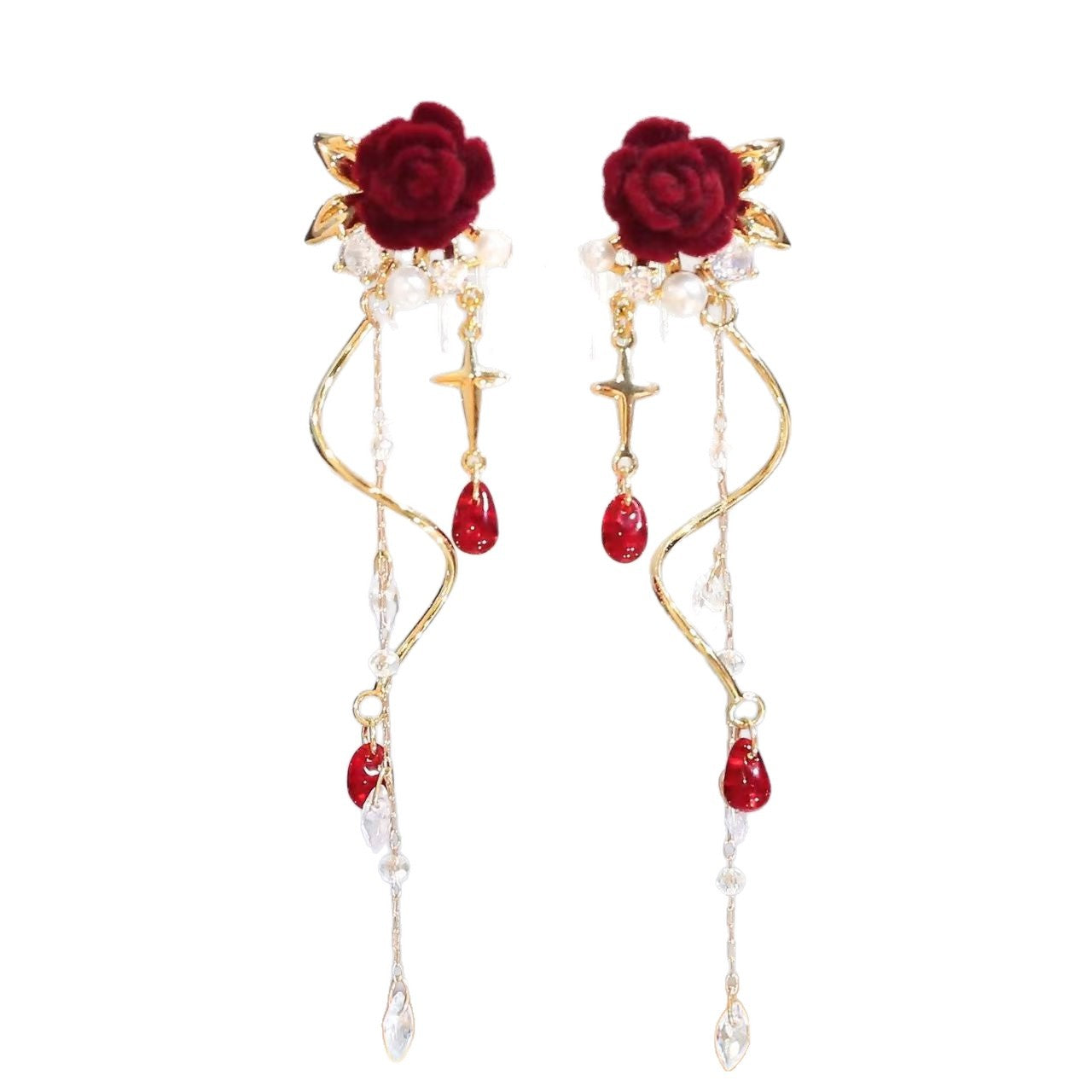 Women's Tassel French Style Long Red Everyday Earrings