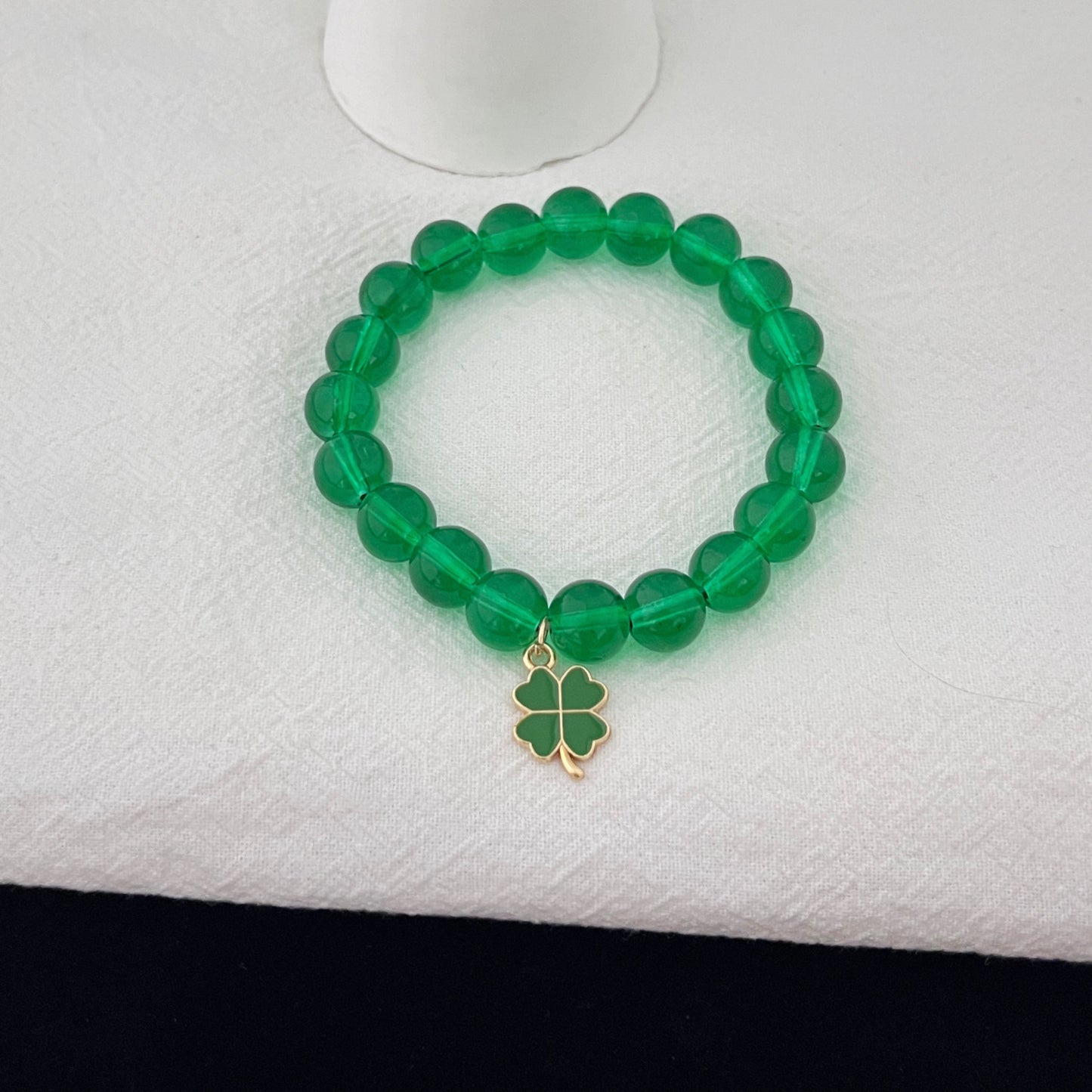 Women's Green Natural Stone Clover Heart Of Bracelets