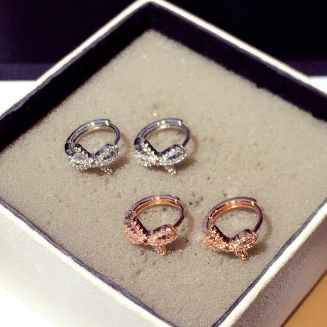 High-grade Micro Inlaid Zircon Bow Clip Ear Buckle