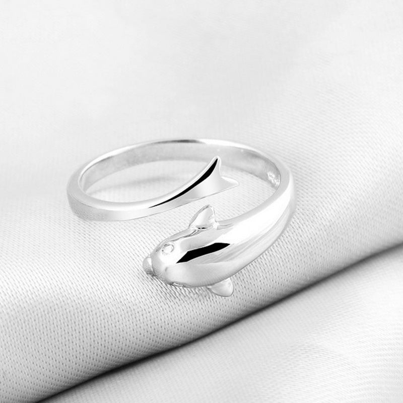 Women's Fashion Sier Romantic Dolphin Lovers Open Rings