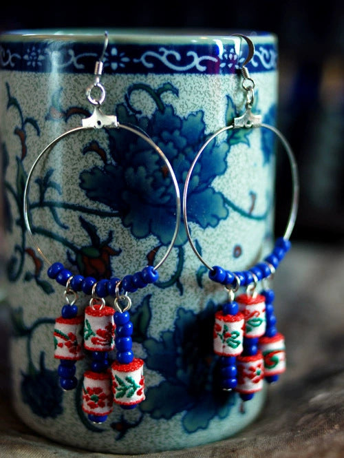 Bohemian Style Single Wear Peacock Fur Earrings
