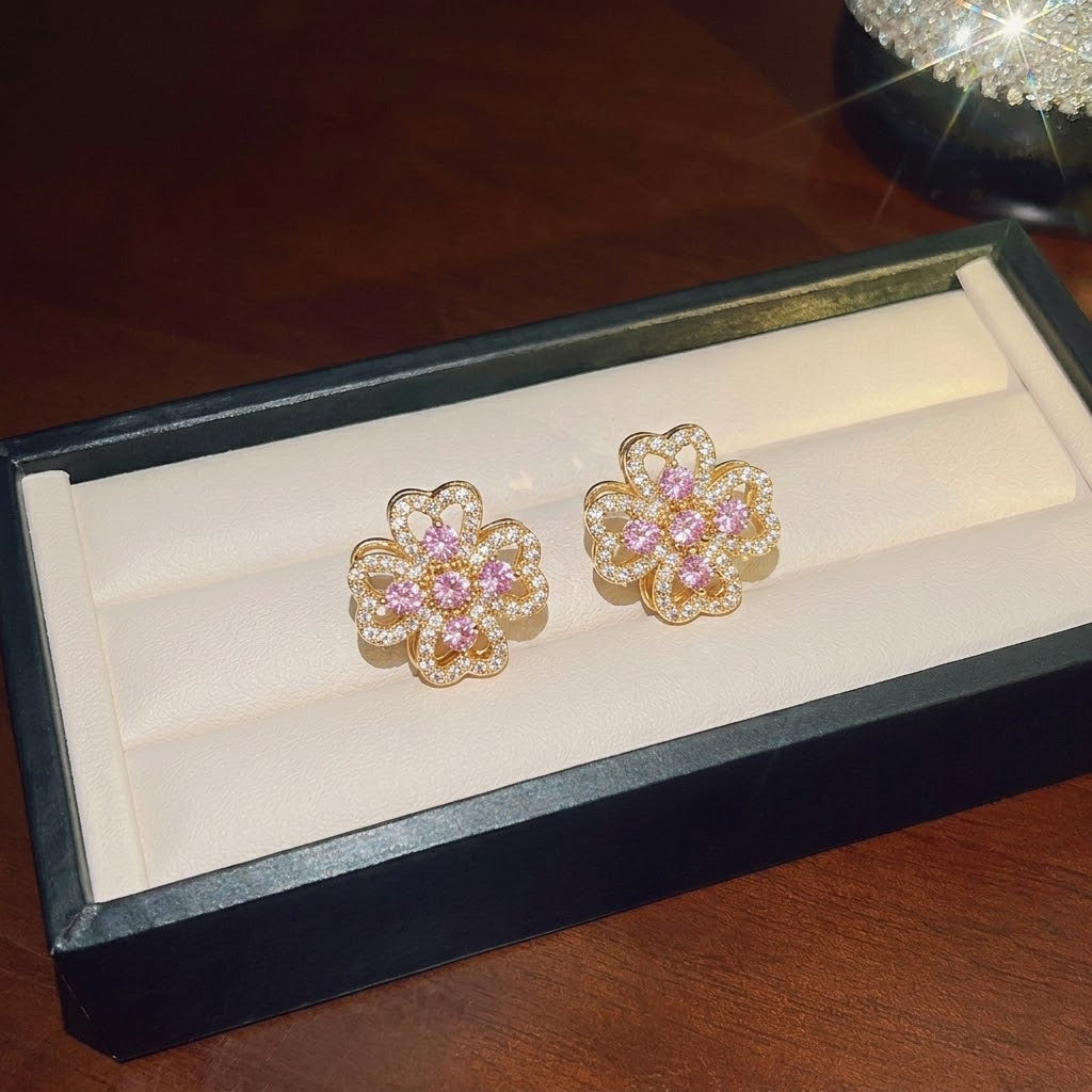 Rotating Degree Rotation Heart-shaped Zircon Clavicle Rings